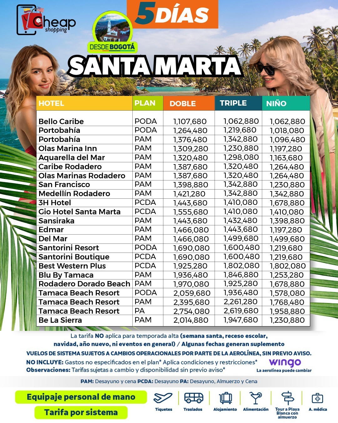 SANTA MARTA TEMPORADA BAJA 5 DIAS